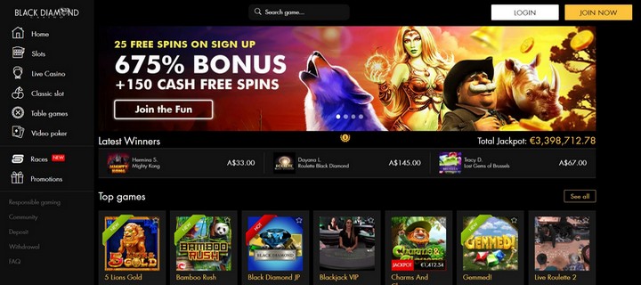 Black Diamond Casino Review - Games and Actual Promotions