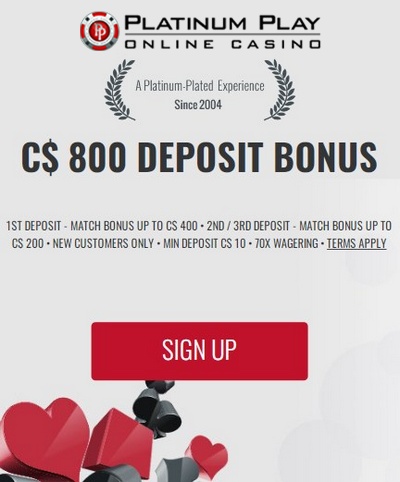 Platinum Play Casino Offers €800