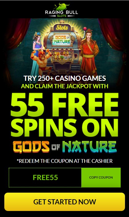 55 Free Spins at Raging Bull Slots Casino