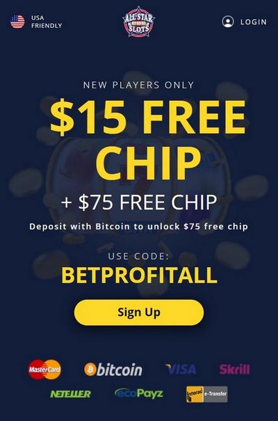 $15 Free Chip for new players at casino All Star Slots