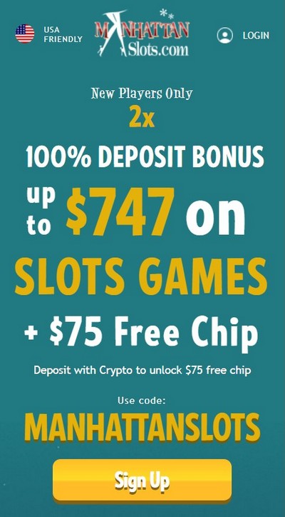 Welcome Bonus at Manhattan Slots Casino
