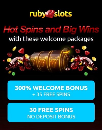 300% + 35 Free Spins Welcome Bonus at Ruby Slots Casino