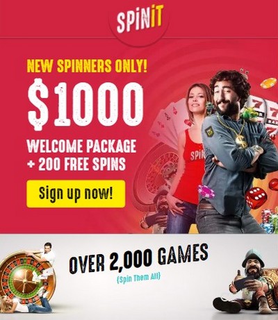 Welcome Package $1000 at Spinit Casino