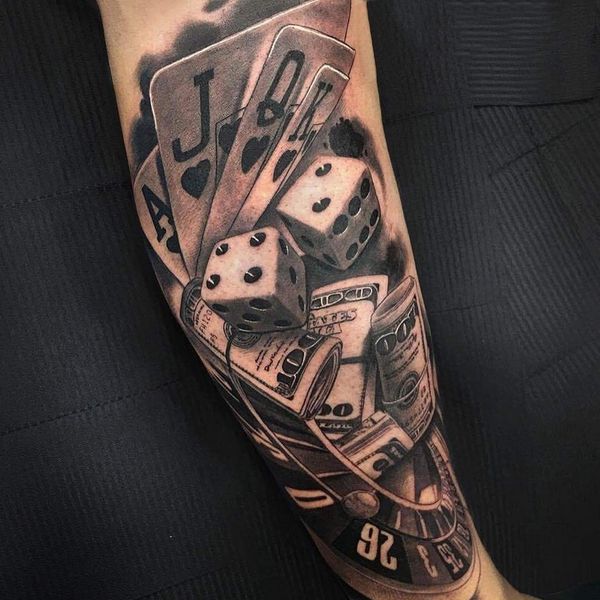 Gambling dice tattoos sign