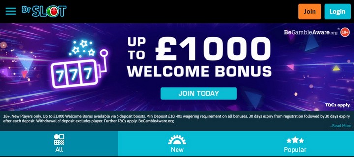 Dr Slot Casino with 20 Free Spins